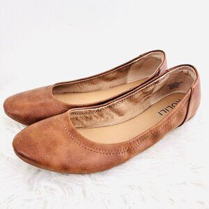 Kolili Brown Faux Marbled Leather Soft Lightweight Flexible Ballet Flats ~Sz 8M